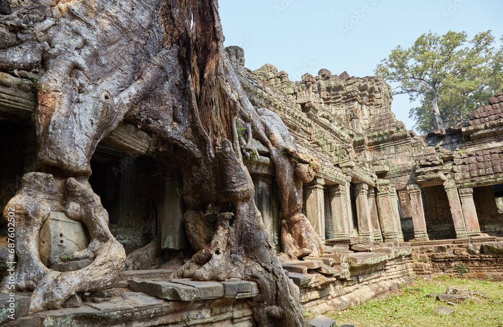 Preah Khan Temple in Angkor, Cambodia, was created by Jayavarman VII in the 12th century Preah Khan Temple in Angkor, Cambodia, was created by Jayavarman VII in the 12th century