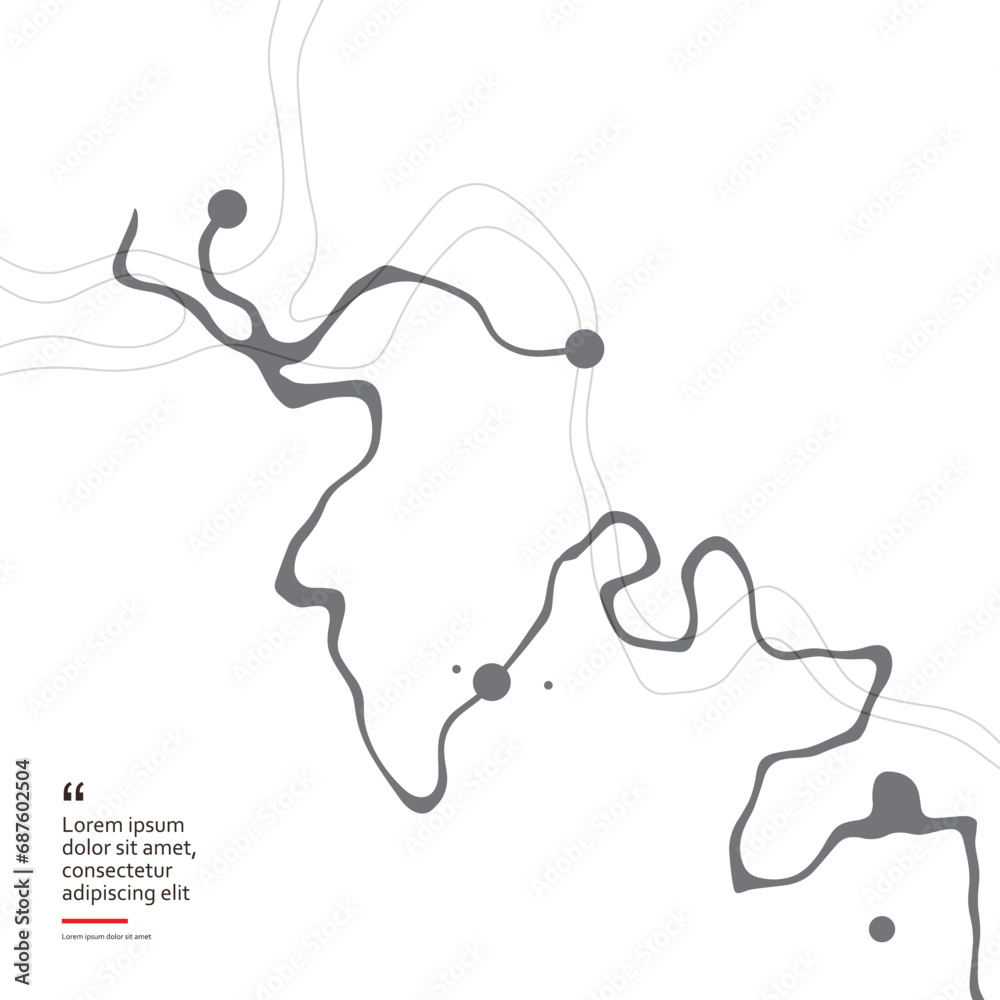 Stylized topographic contour map. Geographic line and tain relief. Abstract lines background. Cartography illustration.