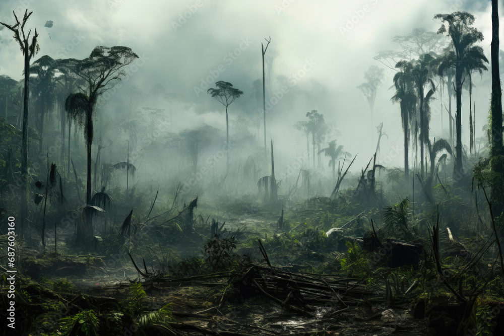 Silent Screams of a Devastated Rainforest - obrazy, fototapety, plakaty 