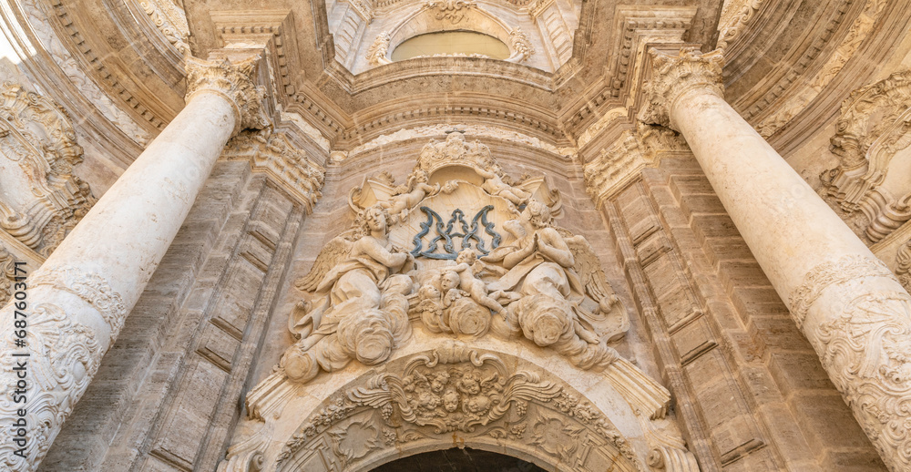 Façade de La Cathédrale Sainte Marie dans le centre historique de Valence, Espagne.	