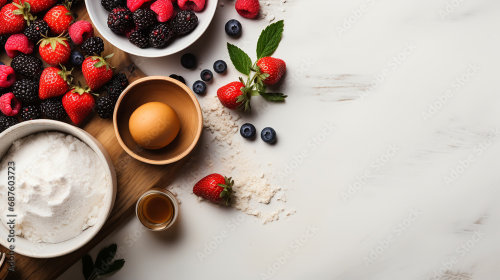 Cooking and baking ingredients utensils on ligh background. Lactose and gluten free. Long banner format. place for text. Cooking and baking ingredients utensils on ligh background. Lactose and gluten free. Long banner format. place for text.