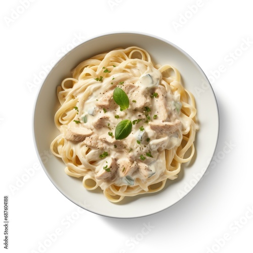 pasta with mushrooms and cheese. alfredo