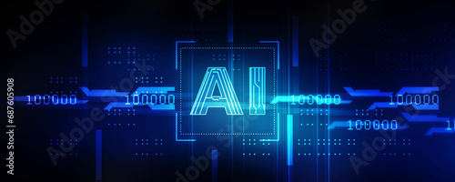 2d illustration Artificial Intelligence (AI) concept
 photo