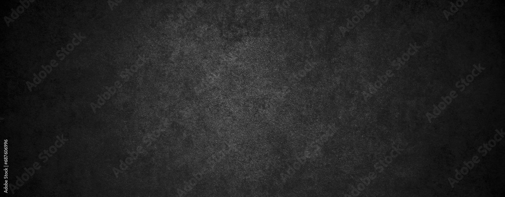 horizontal textured black grunge background. Dark concrete stone wall background with copy-space. - obrazy, fototapety, plakaty 
