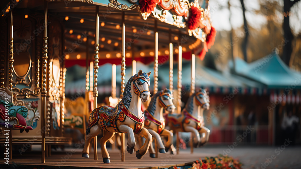 Fototapeta premium Empty/lonely Carousel with lights