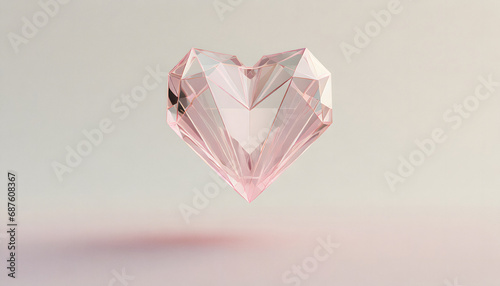 Abstract heart shape crystal glass in pastel scene