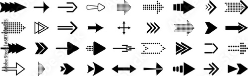 Arrow symbols. Pointer and recycle signs. Different forms. Vector illustration. EPS 10 photo