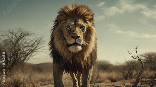Close-up of a beautiful lion on a safari