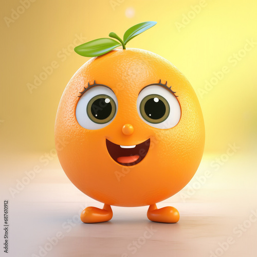 Cute Cartoon Orange Character with Big Eyes
