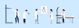 Doctors with different medical equipment. Ophthalmology, mri, therapist. Check up in hospital or clinic, healthcare team at work vector characters