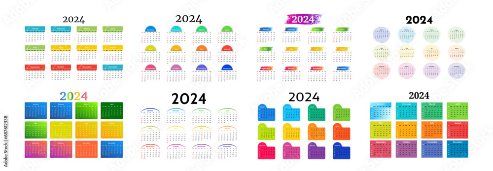 Calendar for 2024 isolated on a white background Calendar for 2024 isolated on a white background