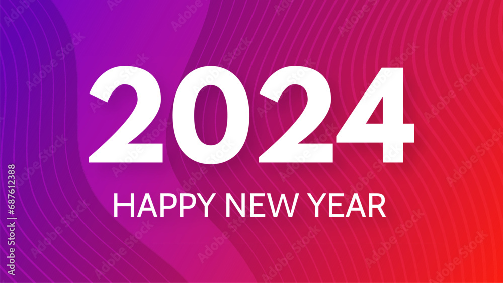 2024 Happy New Year on colorful background 2024 Happy New Year on colorful background