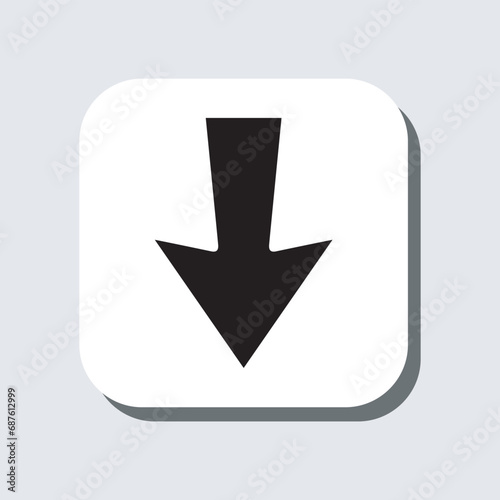 Down arrow icon vector. Scroll down sign symbol in trendy flat style. Move down vector icon illustration in square isolated on gray background