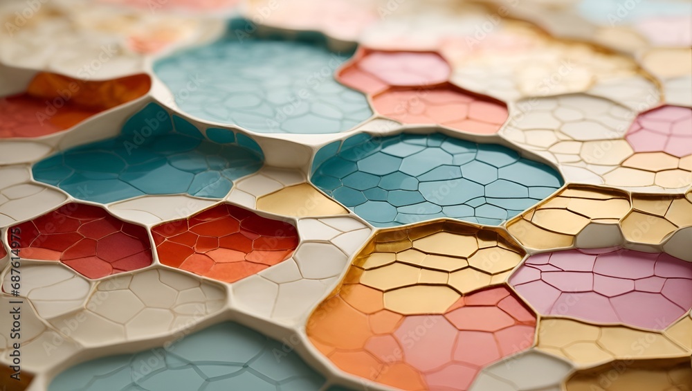A visually striking Voronoi diagram, a geometric pattern composed of cell-like structures.