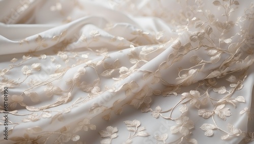 pure snow white silk, satin smooth fabric, an exquisitely delicate fabric