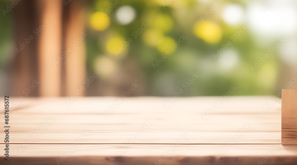 Wooden table on green background Wooden table on green background