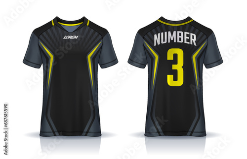 t-shirt sport design template, Soccer jersey mockup for football club. uniform front and back view.	