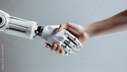 Human and humanoid robot handshake