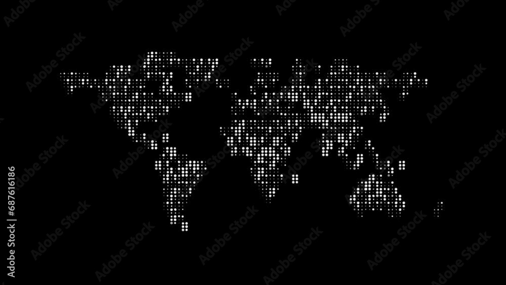 Globe map from white particles, earth Globe map from white particles, earth
