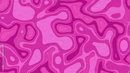 Pink paper cut abstract animation background. 3D paper craft waves.