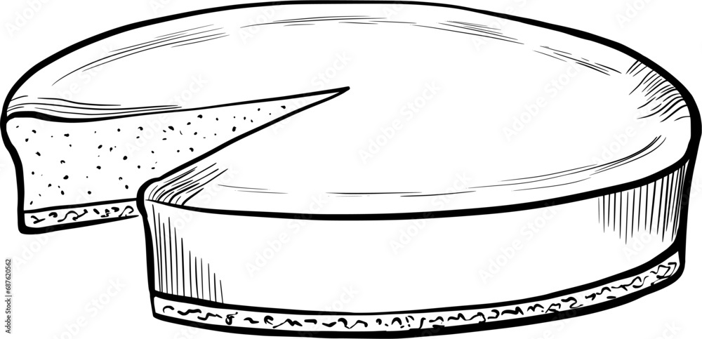 Square Shape Cheesecake Vector Drawing Cheesecake. Vector illustration. Grapgic style. hand drawn in a simple ...