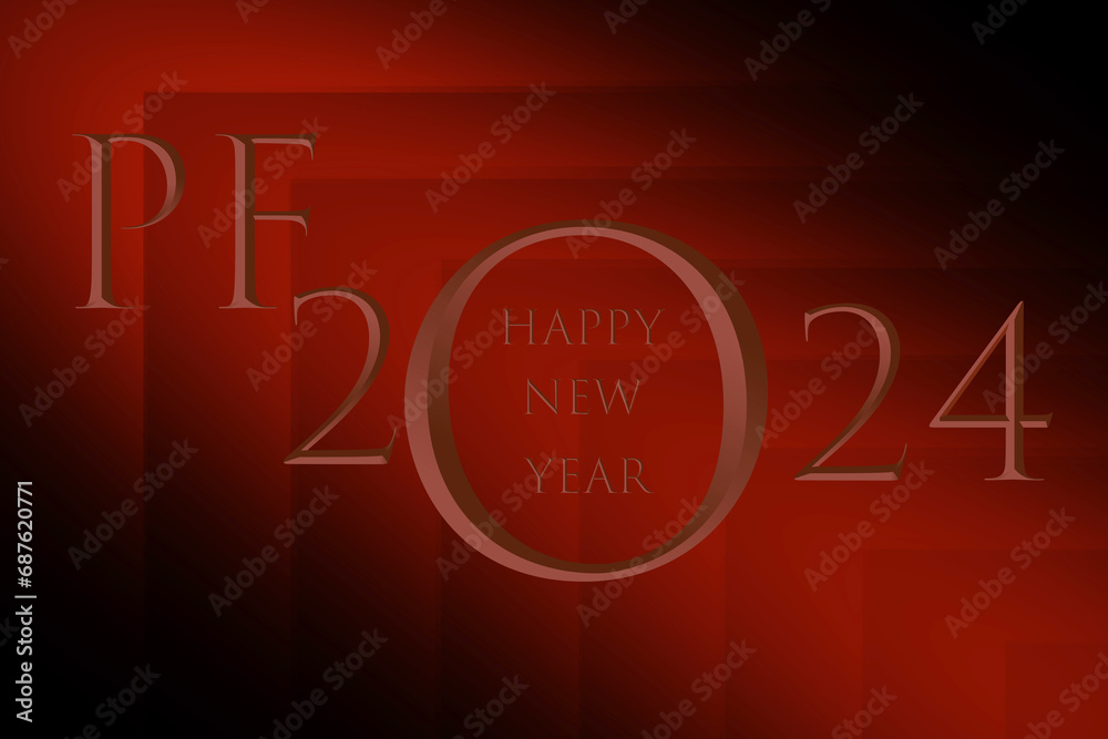PF 2024 - wishes for the new year 2024 on a red background