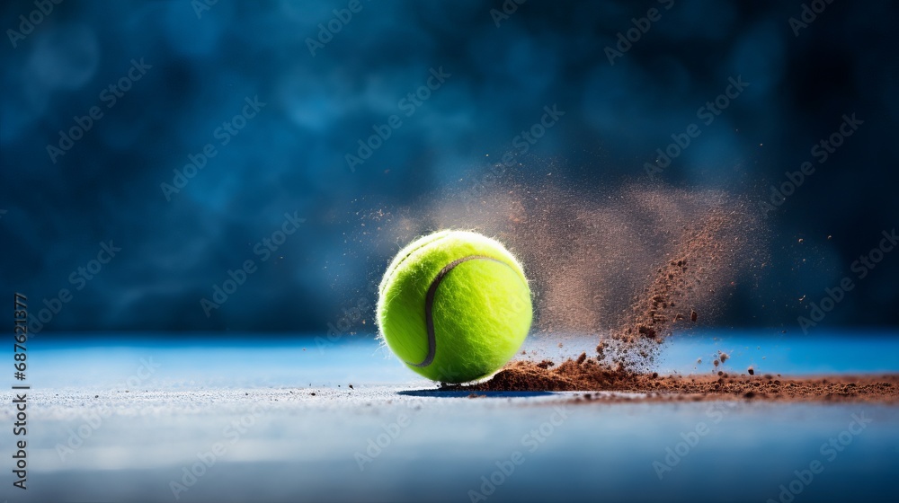 tennis ball on the court - obrazy, fototapety, plakaty 