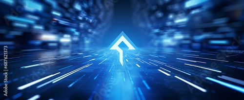 Blue abstract arrows sign digital hi technology concept background. space for text. generative AI