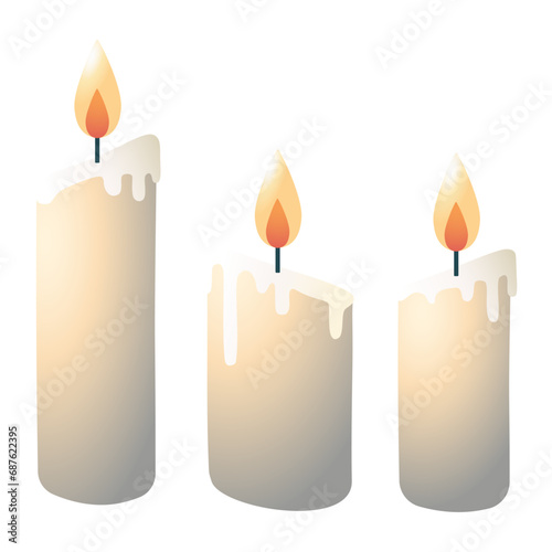 Three vector candles vector illustration 