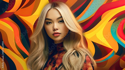 asian woman with long blond hair