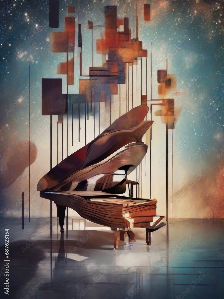Musical Abstract painting Colorful backgrounds Stock Illustration ...