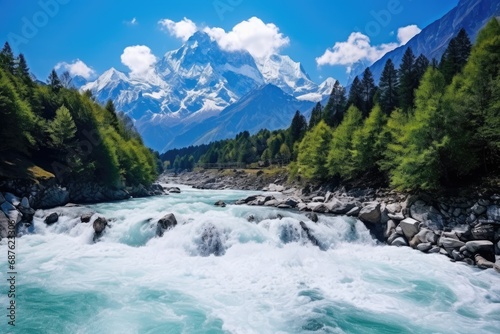 Mountain river in Himalayas, Annapurna region, Nepal, Baishui River also known as Baishui Tai, AI Generated