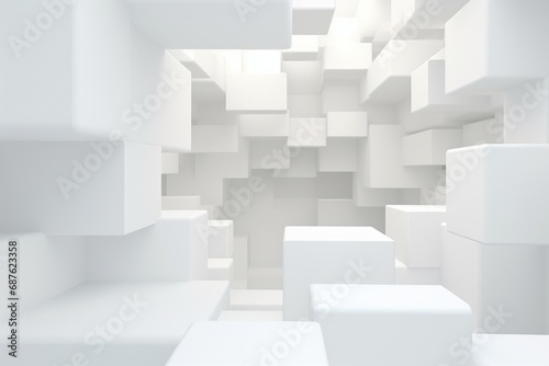 Abstract White Architecture Construction Background. 3d Render Illustration Design  Abstract white geometric background  3D render  AI Generated