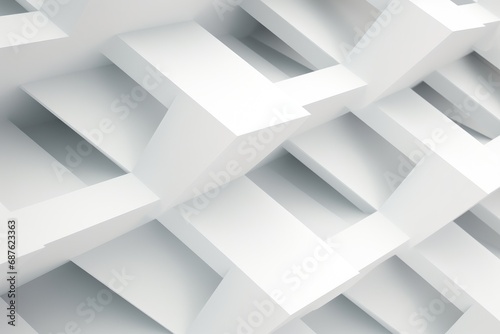 Abstract white geometric background, 3d render illustration, square shapes pattern, Abstract white geometric background, 3D render, AI Generated