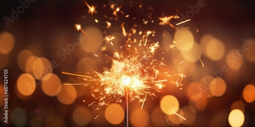 Burn Bright with Wunderkerze: A Celestial Silvester Celebration with Firecrackers, Sparks, and Intentional Bokeh Banner photo