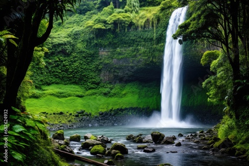 Akaka Falls: A Stunning Waterfall Amidst the Greenery of Hawaii's Forest Landscape photo