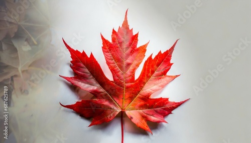 abstract red maple leaf beautiful autumn nature on white background artistic fall design with copy space