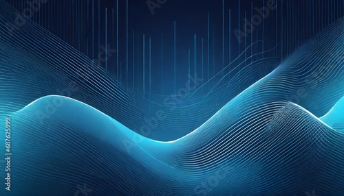 digital technology blue rhythm wavy line abstract graphic poster web page ppt background with generative