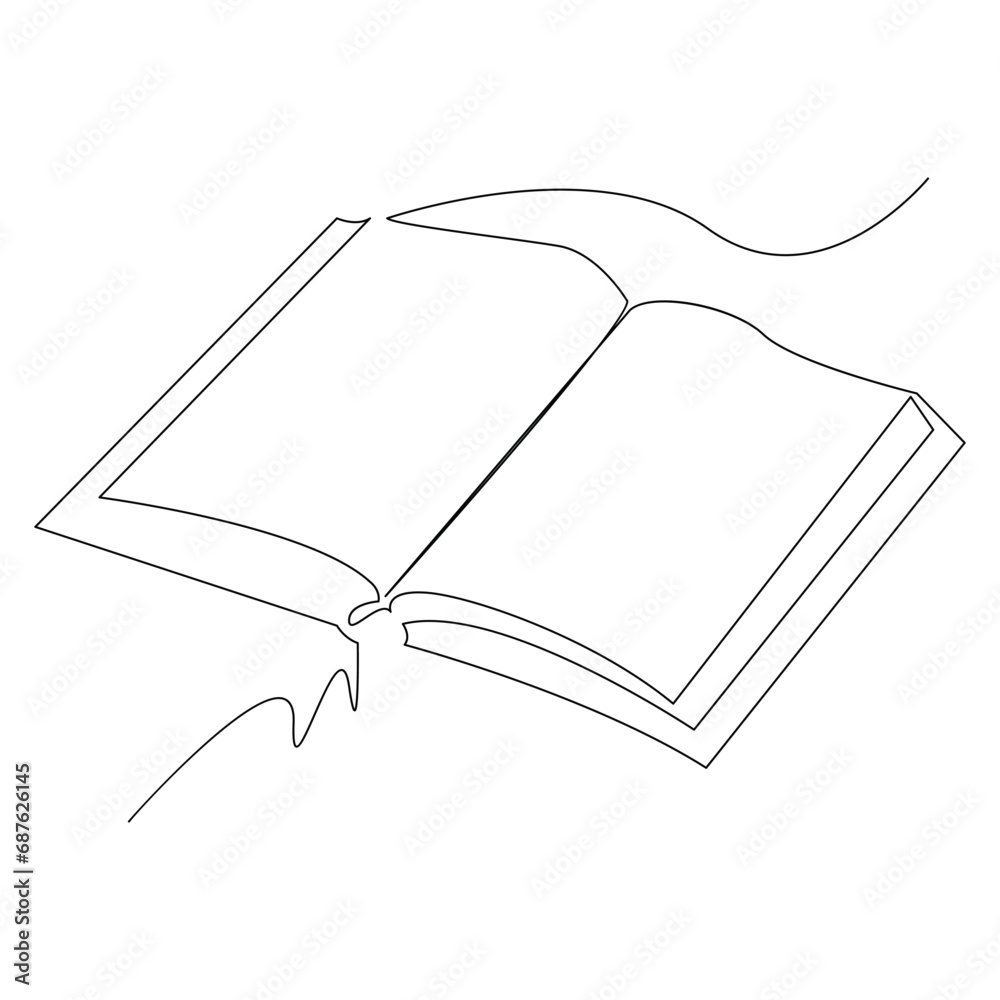 Book one line continuous outline vector art drawing and simple minimalist design Book one line continuous outline vector art drawing and simple minimalist design