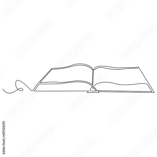 Book one line continuous outline vector art drawing and simple minimalist design