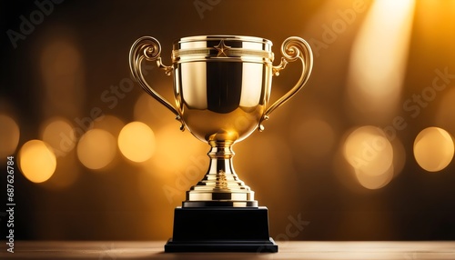Golden trophy cup, Championship cup or winner trophy. Achievement in education or sport - winning concept.
