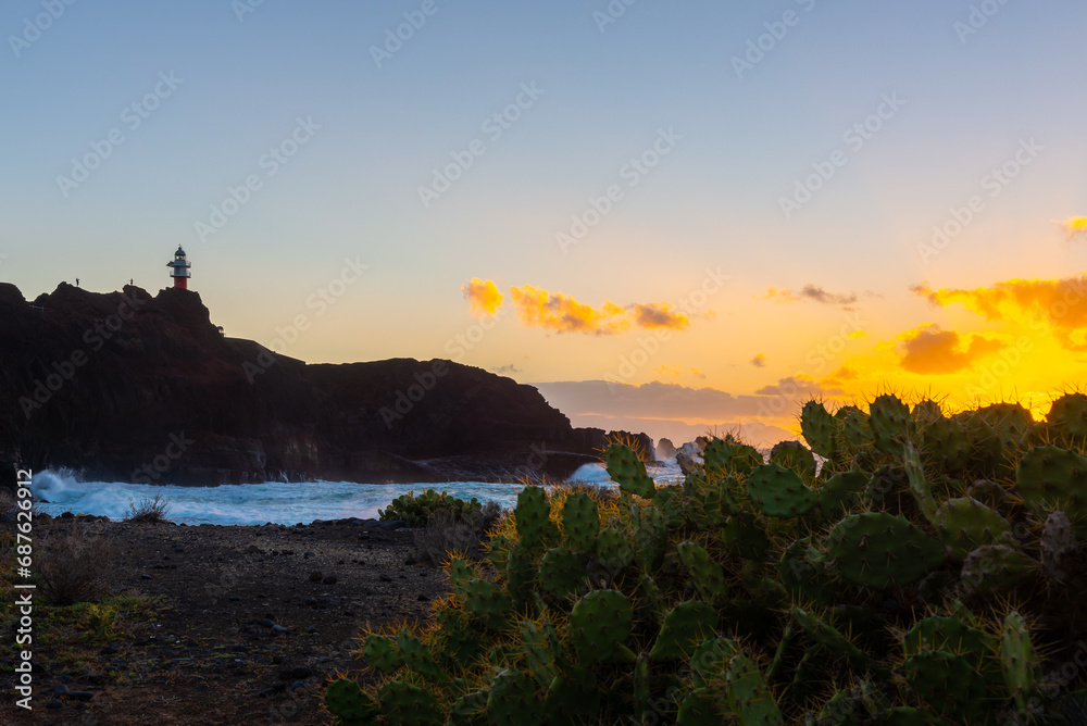 Punta de Teno cape at sunset in Tenerife island, Spain