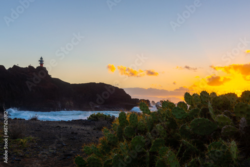 Punta de Teno cape at sunset in Tenerife island, Spain