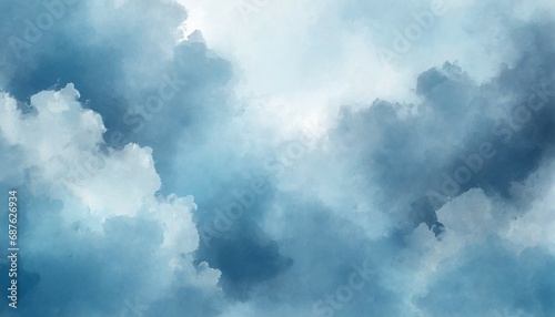 pale blue watercolor clouds background fluffy spread out clouds in darker shades of blue