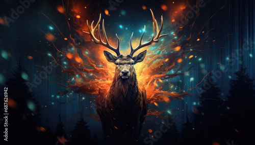 Elk Dreamscape: Chromatic Symphony in Wilderness Tones photo