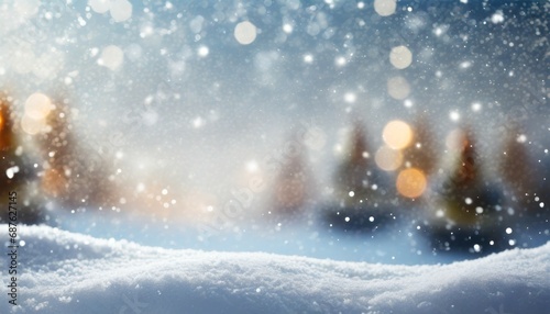 empty snowy winter christmas background with copy space © Art_me2541