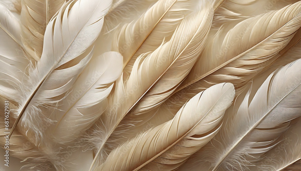 feathers background with beige colors blend and aesthetic soft style ...