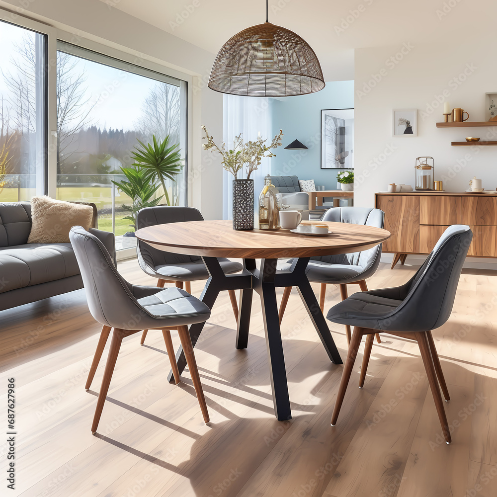 modern dining room with furniture