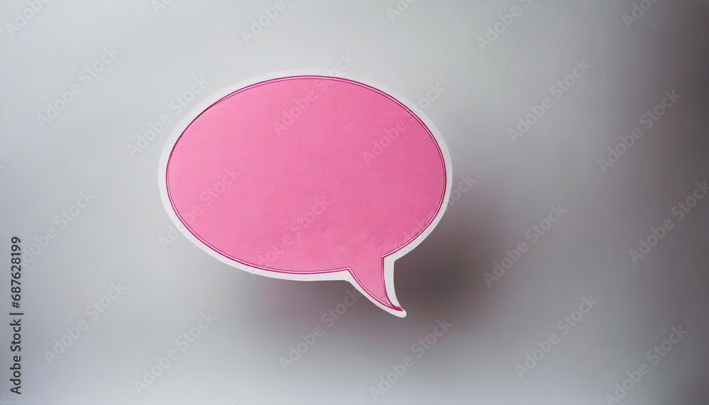pink blank cut out paper cardboard speech bubble of elliptical round shape with copy space for text on or white background pink blank cut out paper cardboard speech bubble of elliptical round shape with copy space for text on or white background