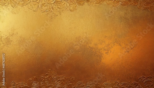 wide banner with copy space detailed bronze gold background with artistic vintage metallic copper design ai generative